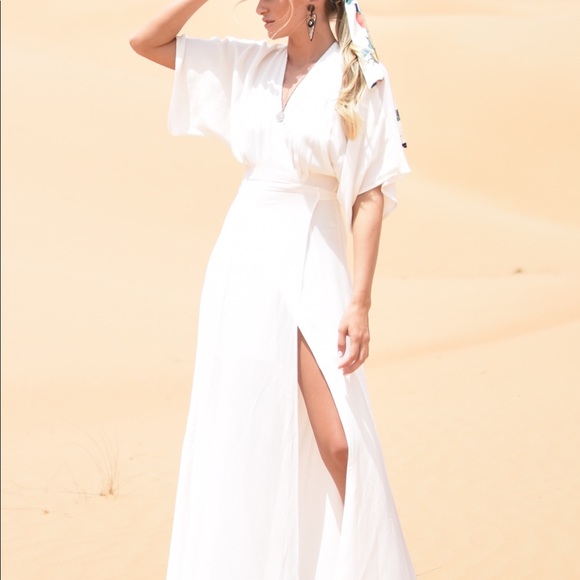 maxi wrap dress white